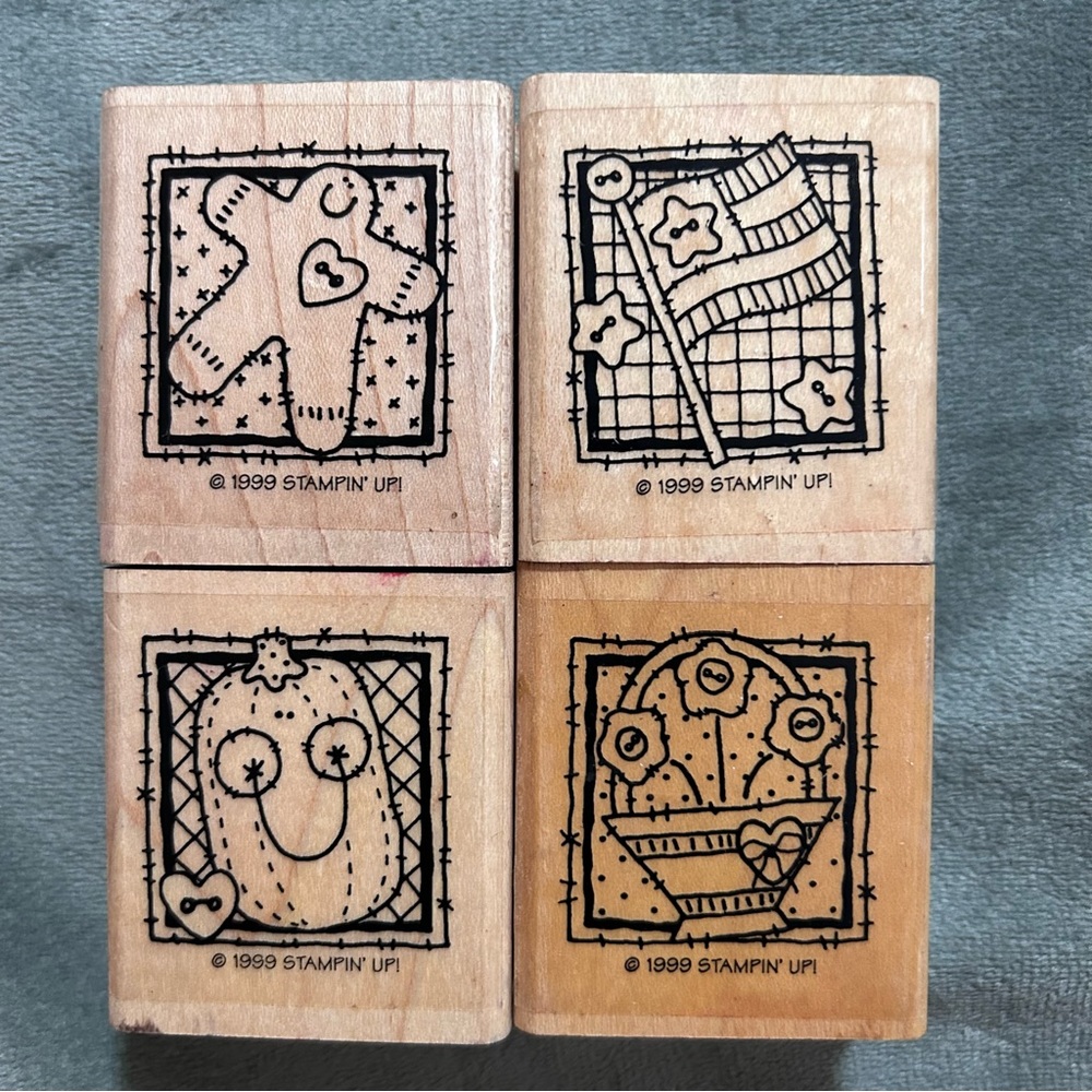 Stampin’ Up! 1999 4-pc wood stamp - SEASONAL PATCHES